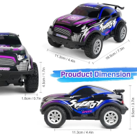 VATOS LED dálkově ovládané auto Offroad, 2.4Ghz 1:22 Dětská fialová RC bugina, 2 baterie 50 minut hraní 15 KM/H Rychlé elektrick